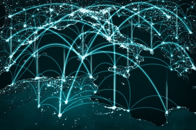 A visual representation of data flowing through a network, symbolizing the NIH's emphasis on data sharing and accessibility in research.