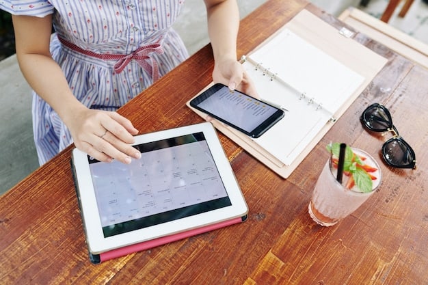 An AI-powered mobile app interface on a tablet, displaying personalized event schedules and networking recommendations for a user at a biotechnology conference, emphasizing efficient time management and relevant connections.