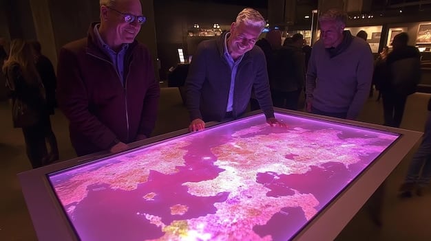 A smartphone screen displaying an AI-powered interactive map of an biotech conference exhibit hall, showing efficient routes to pre-selected booths and providing real-time information about exhibitors and product demonstrations.