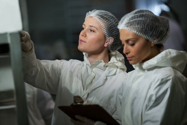 A group of biotech professionals in a cleanroom environment, receiving training on new biotech manufacturing equipment. The scene emphasizes collaboration, learning, and adaptation to technological changes.
