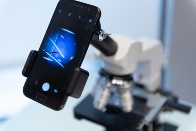 A close-up shot of a scientist working with advanced microscopy equipment, focusing on a cellular structure, highlighting the intricate research and development process inherent in biotech innovation and the potential for venture capital to fuel such advancements.