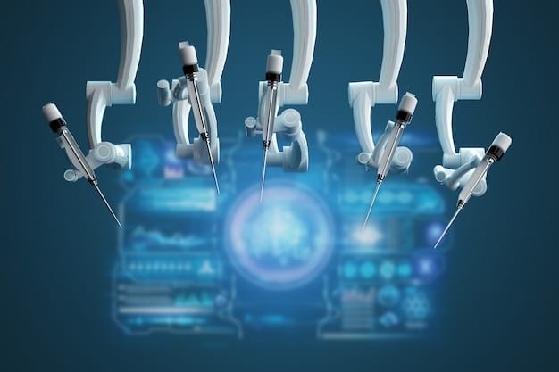 A collage showing various cutting-edge biotech innovations like gene editing tools, robotic surgery, and AI-powered drug discovery platforms.