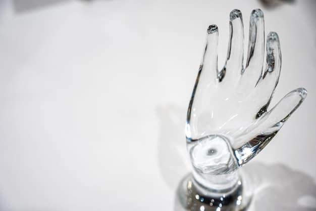 A close-up shot of a robotic arm in a biotech lab, precisely handling a vial of liquid. The background is slightly blurred, showing other lab equipment and scientists working.