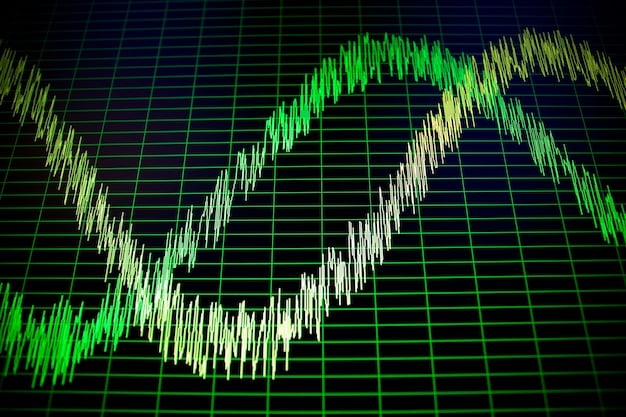 A stock market ticker display showing biotech stock symbols with fluctuating numbers, illustrating the volatility and opportunities in biotech investing.