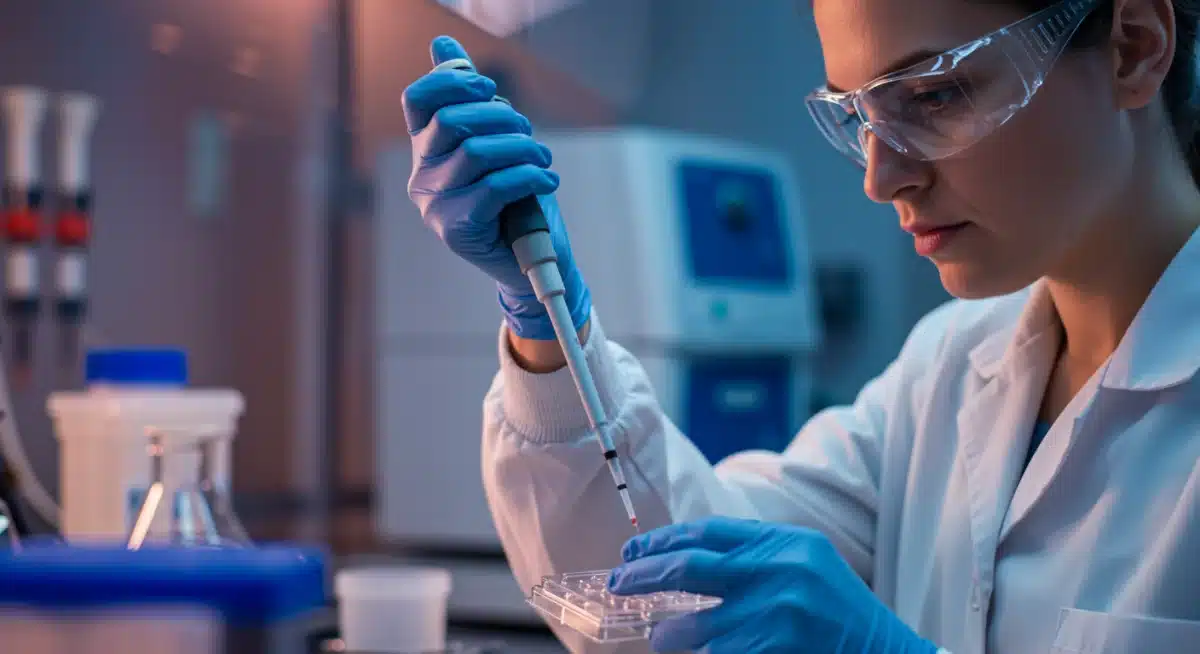 Scientist conducting innovative research in a biotech laboratory