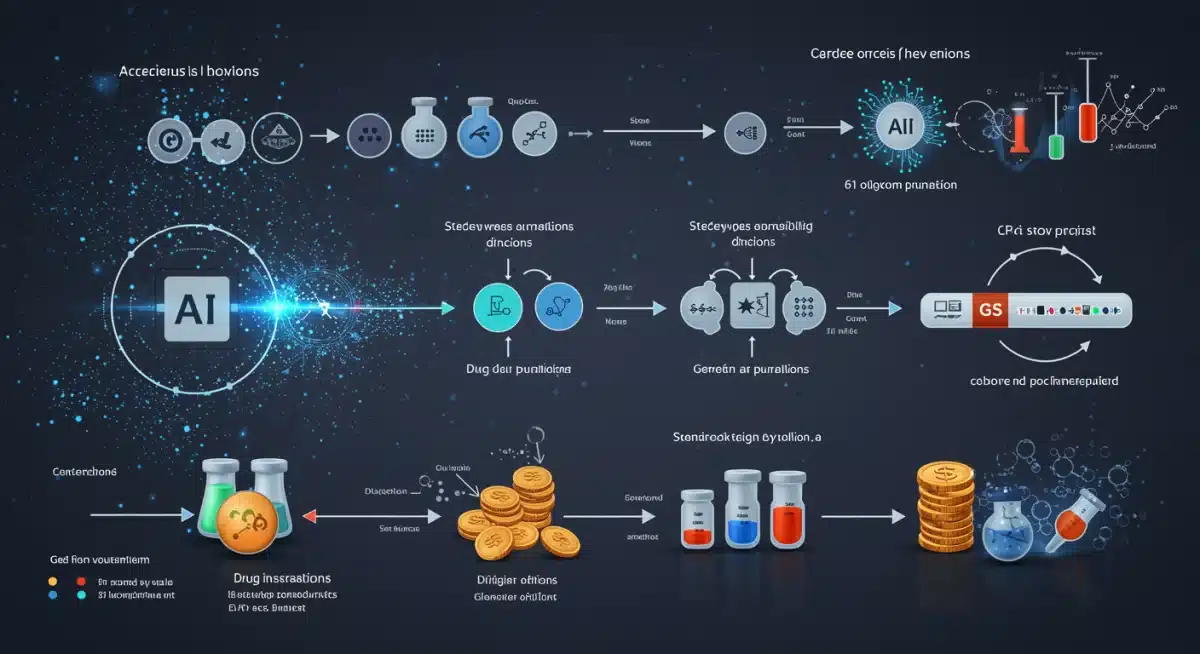 Infographic illustrating AI's impact on drug discovery speed and investment returns.