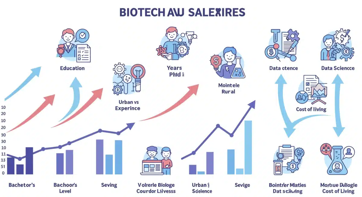 Infographic showing factors influencing biotech salaries