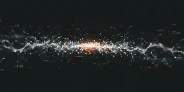 Futuristic biotech network with glowing molecules, representing innovation and market opportunities from US summits.