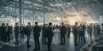 Professionals networking at a major US biotech conference 2026, discussing scientific breakthroughs and investment opportunities.