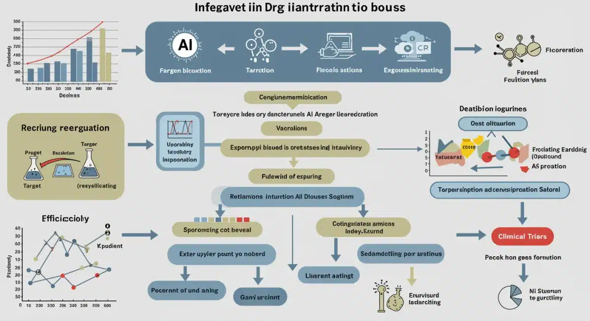 Infographic showing AI integration in drug discovery process