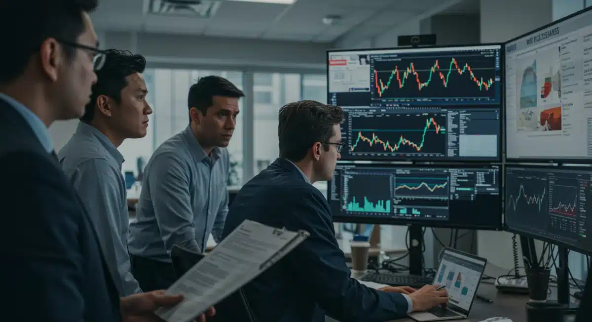 Investors analyzing financial data and FDA news for biotech investments