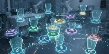Complex biotech investment portfolio with risk management shields
