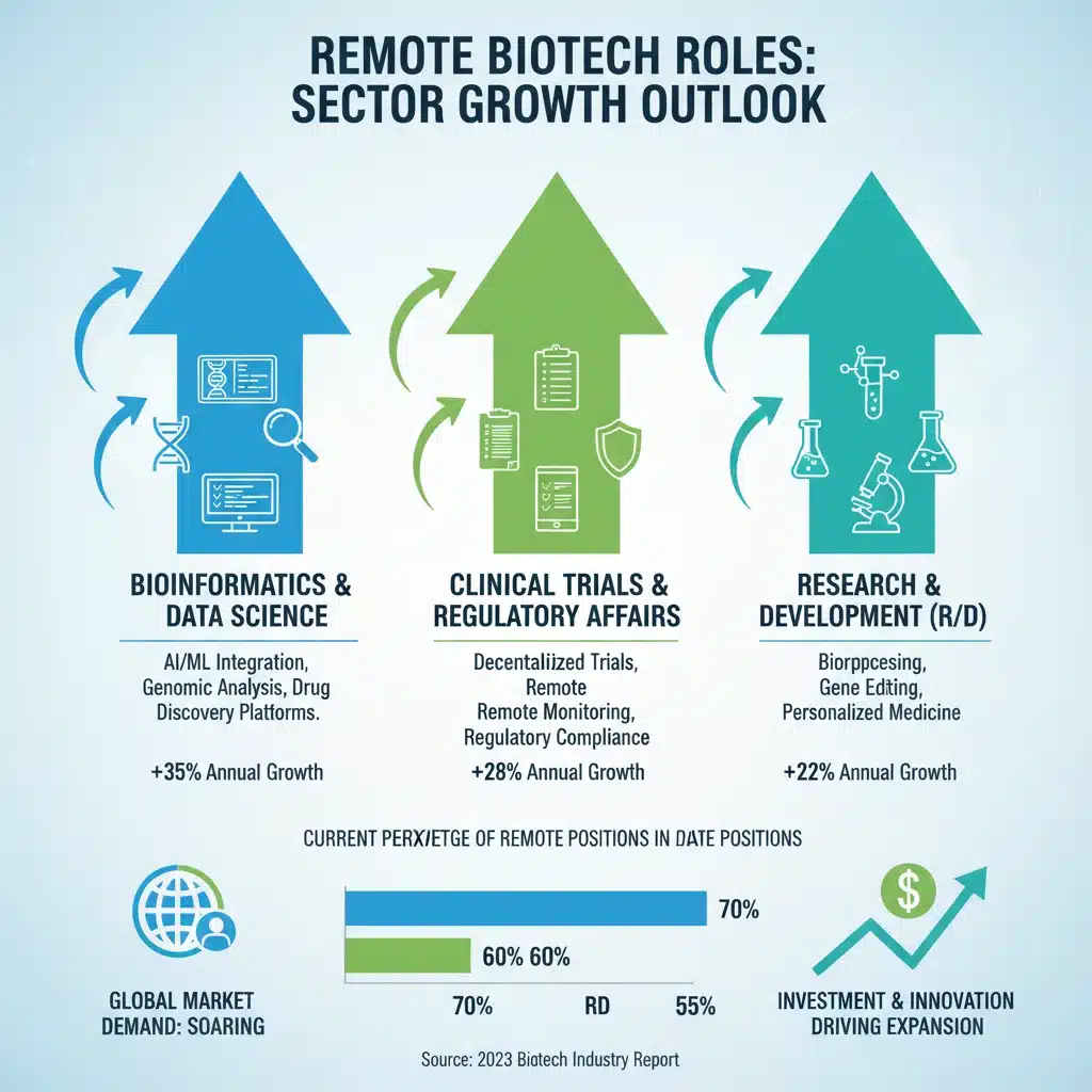 Infographic showing growth trends in remote biotech job sectors