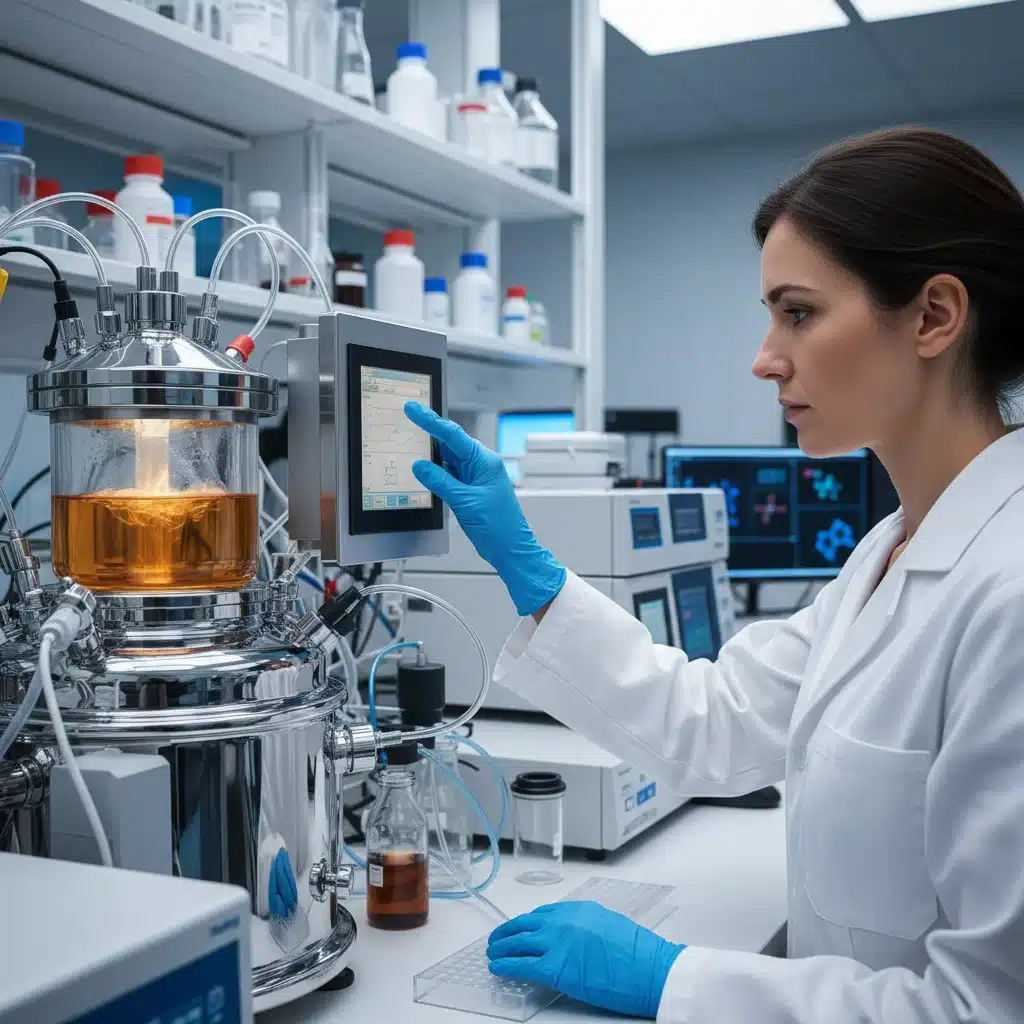 Biotech professional operating advanced lab equipment, demonstrating specialized skill development.
