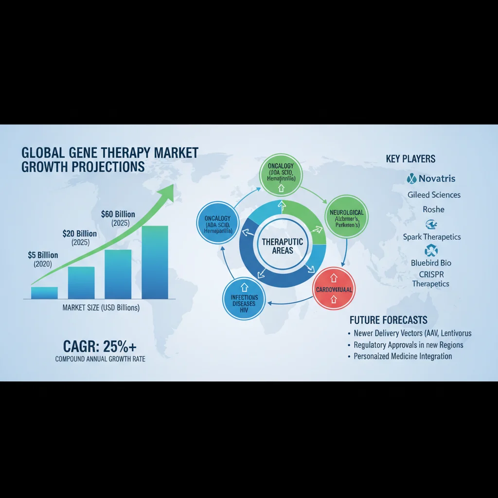 Infographic depicting the projected growth of the global gene therapy market.